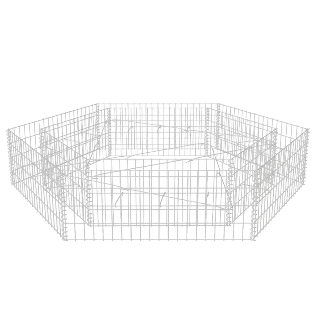Korotettu kuusikulmainen gabion-/kivikorikehys 200x173x40 cm - Sisustajankoti.fi