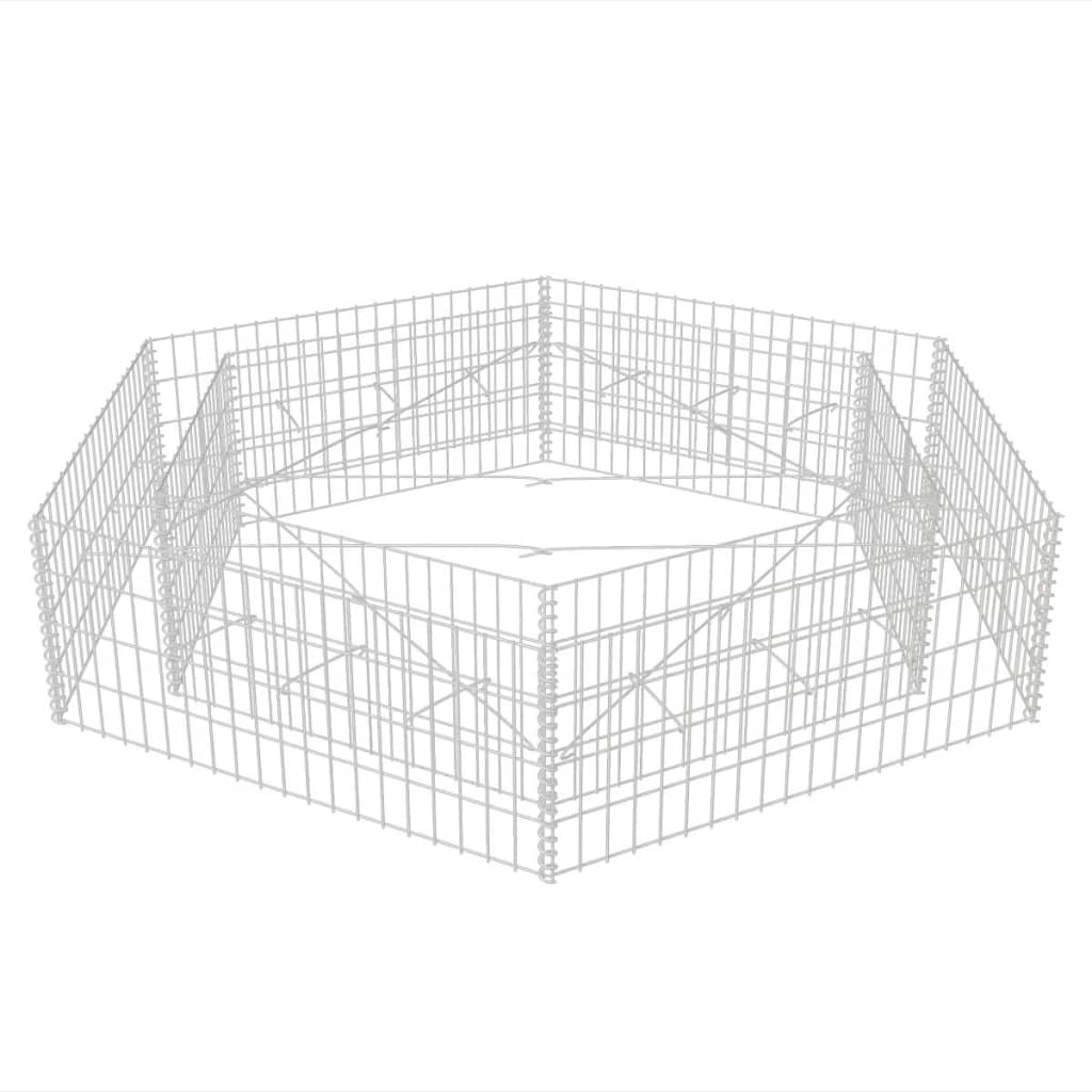 Korotettu kuusikulmainen gabion-/kivikorikehys 200x173x40 cm - Sisustajankoti.fi