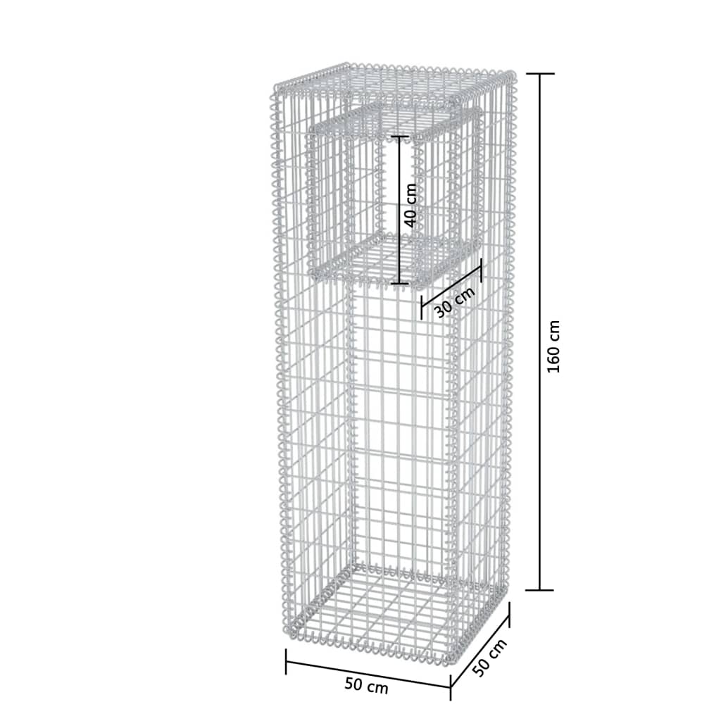 Gabion-kori/kukkalaatikkopylväs teräs 50x50x160 cm - Sisustajankoti.fi