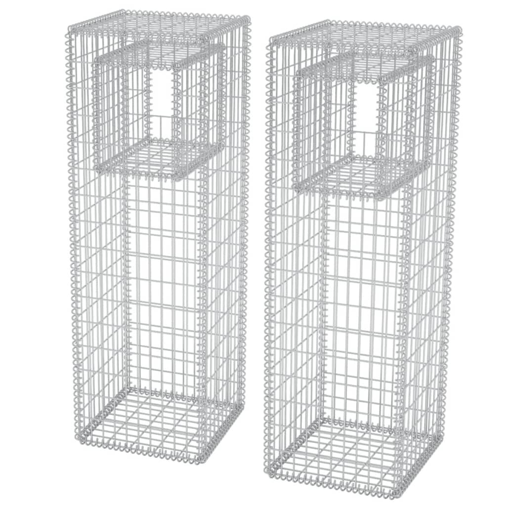 Gabion-korit/kukkalaatikkopylväät 2 kpl teräs 50x50x160 cm - Sisustajankoti.fi