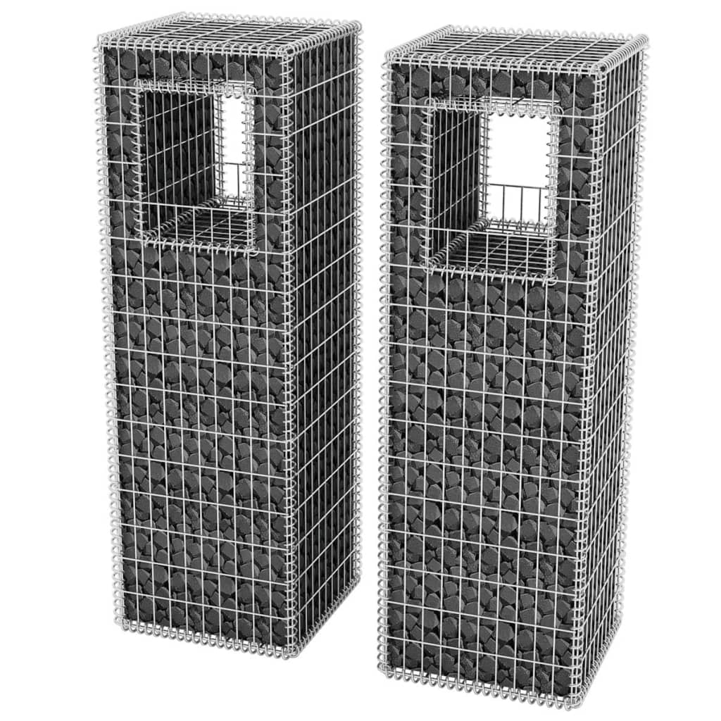 Gabion-korit/kukkalaatikkopylväät 2 kpl teräs 50x50x160 cm - Sisustajankoti.fi