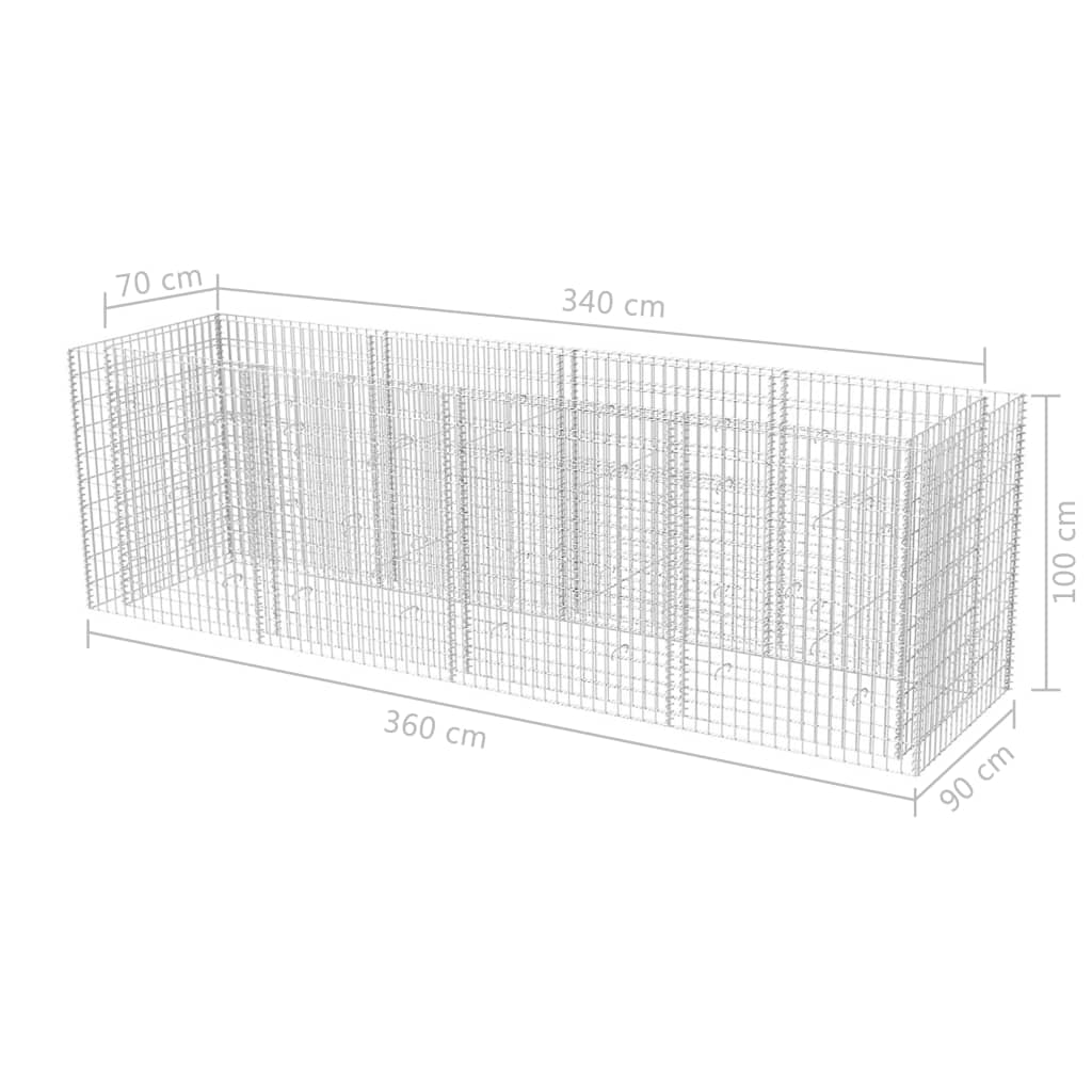 Korotettu kivikorikehys teräs 360x90x100 cm - Sisustajankoti.fi