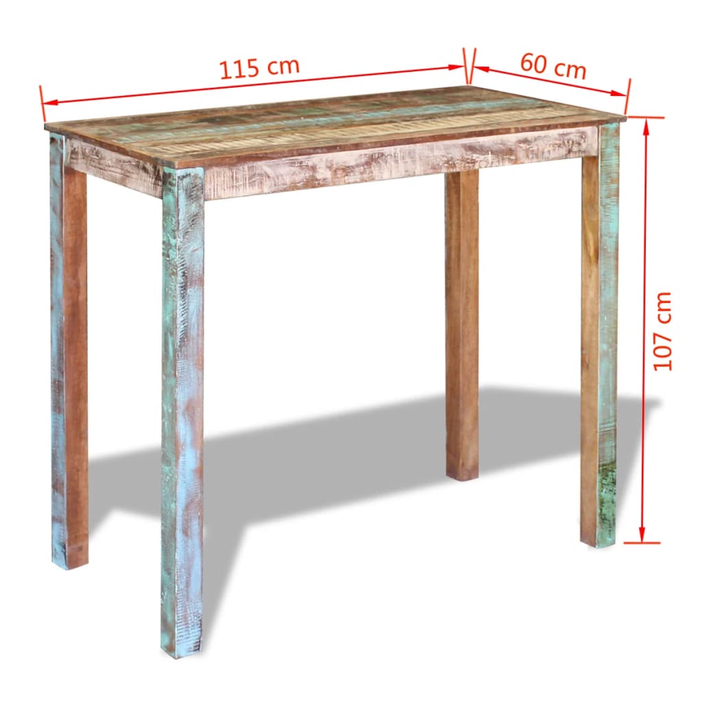 Baaripöytä kierrätetty massiivipuu 115x60x107 cm - Sisustajankoti.fi
