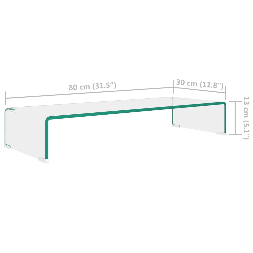 TV-taso/Näyttöteline Kirkas lasi 80x30x13 cm - Sisustajankoti.fi