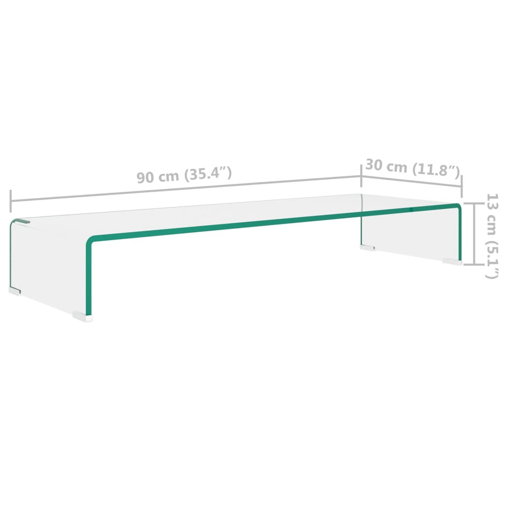 TV-taso/Näyttöteline Kirkas lasi 90x30x13 cm - Sisustajankoti.fi