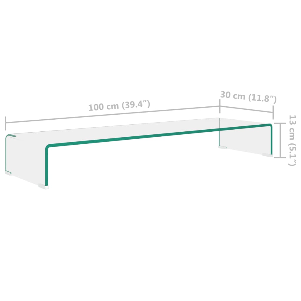 TV-taso/Näyttöteline Kirkas lasi 100x30x13 cm - Sisustajankoti.fi
