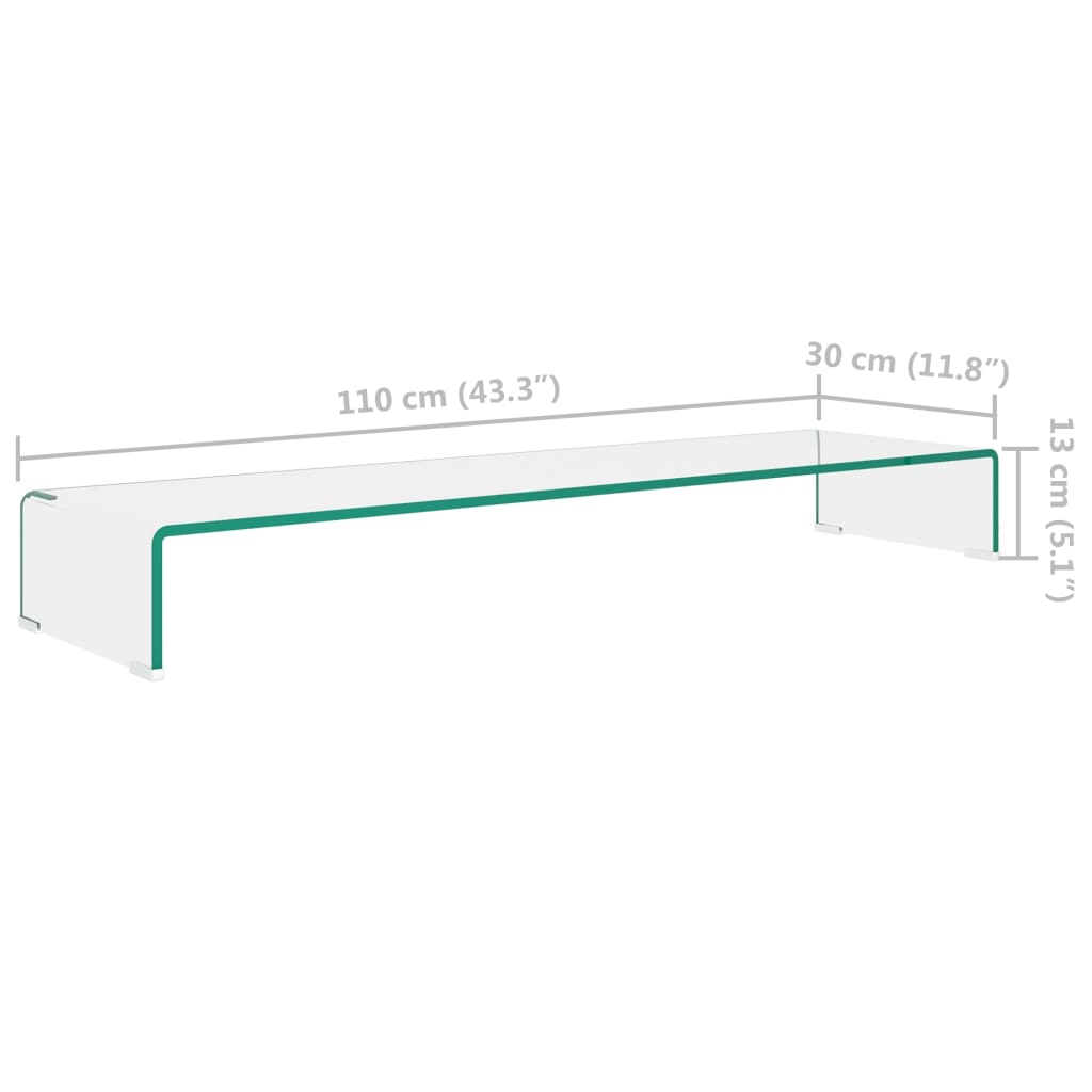 TV-taso/Näyttöteline Kirkas lasi 110x30x13 cm - Sisustajankoti.fi