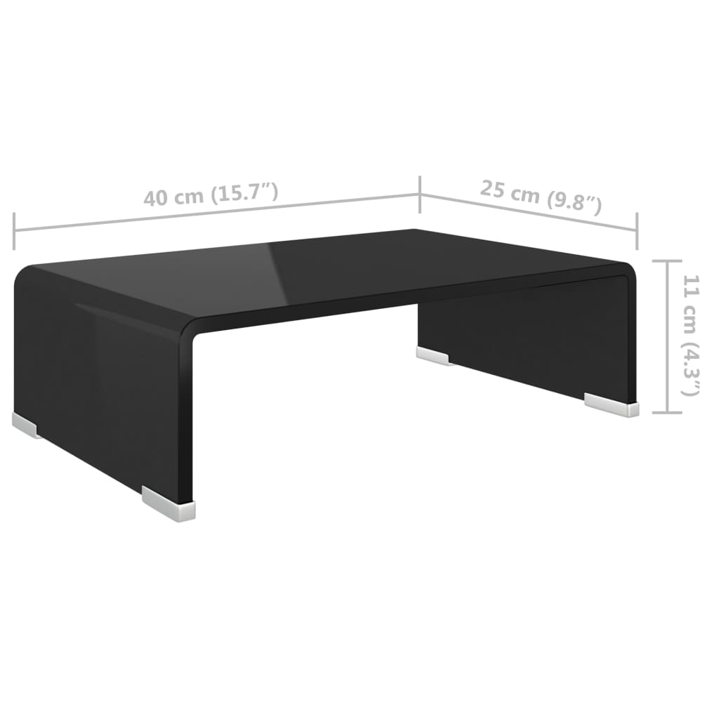 TV-taso/Näyttöteline Musta lasi 40x25x11 cm - Sisustajankoti.fi