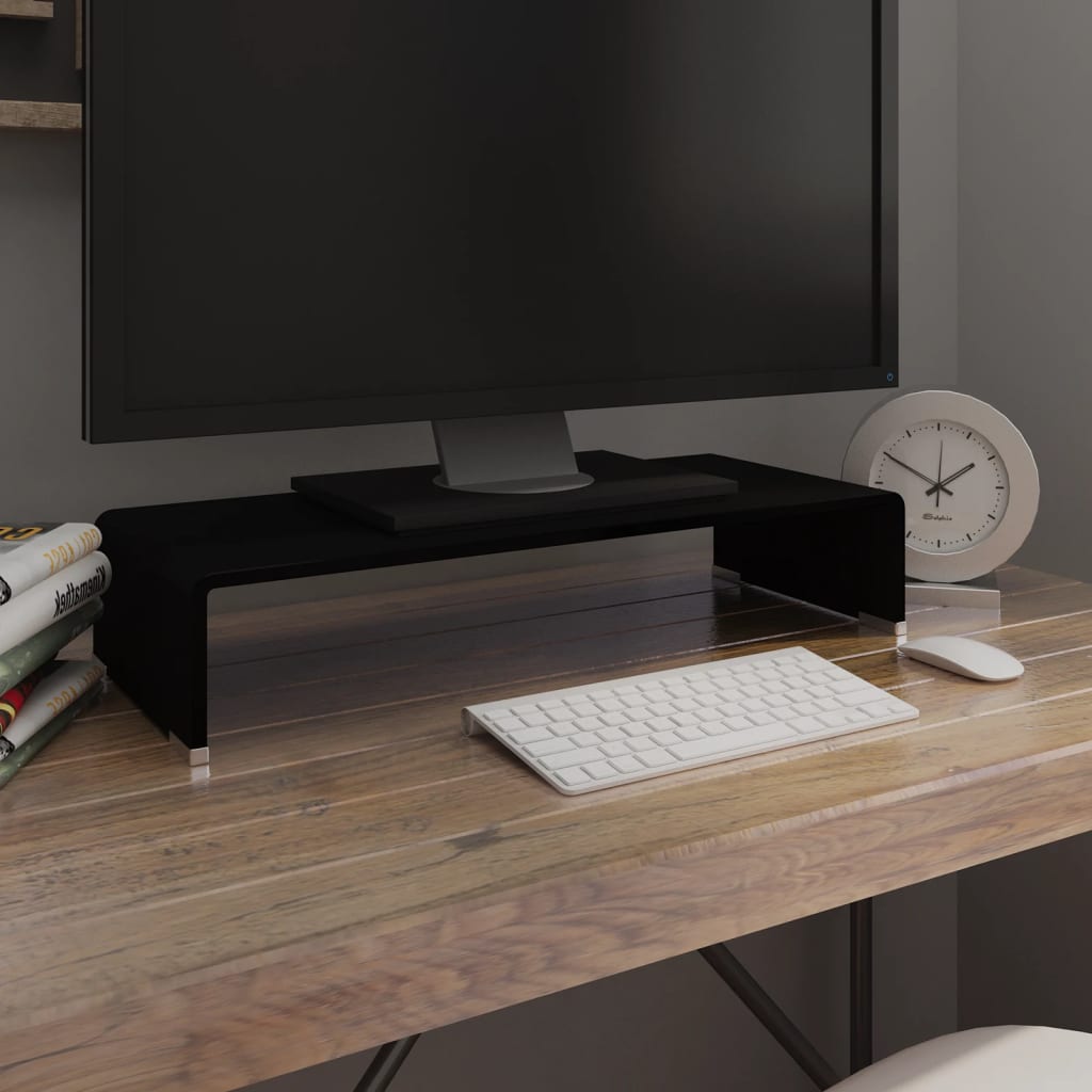 TV-taso/Näyttöteline Musta lasi 60x25x11 cm - Sisustajankoti.fi