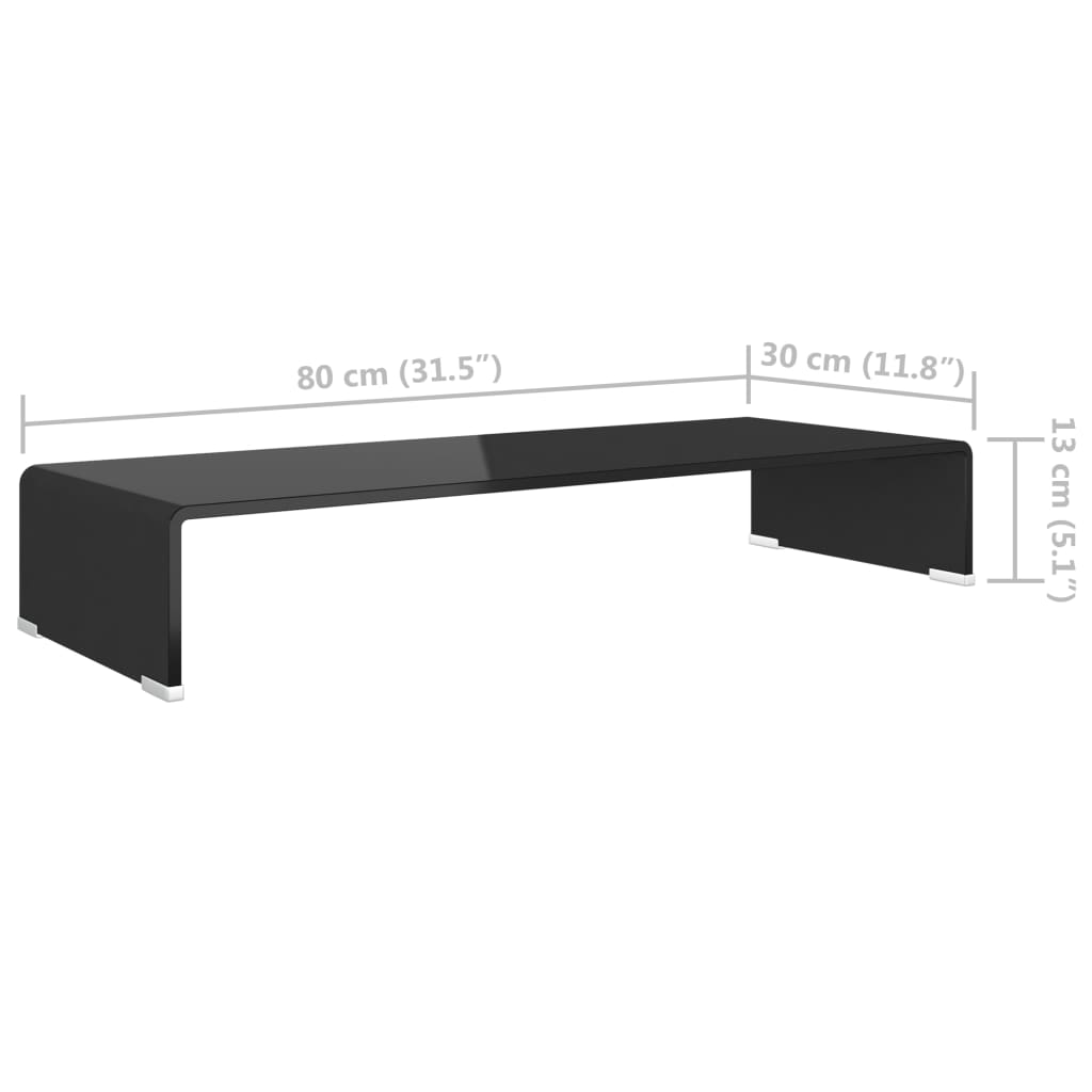 TV-taso/Näyttöteline Musta lasi 80x30x13 cm - Sisustajankoti.fi