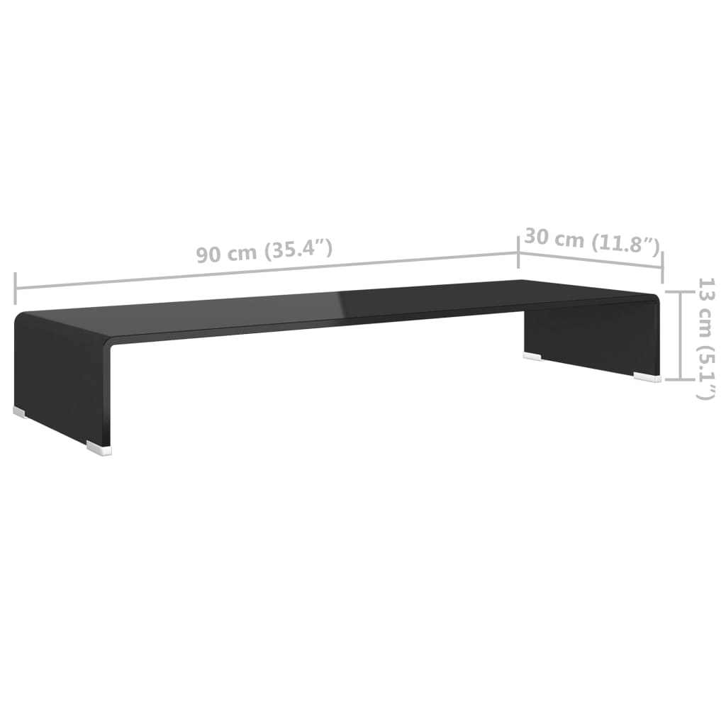 TV-taso/Näyttöteline Musta lasi 90x30x13 cm - Sisustajankoti.fi