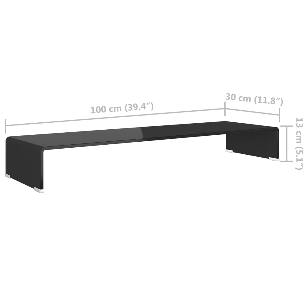 TV-taso/Näyttöteline Musta lasi 100x30x13 cm - Sisustajankoti.fi