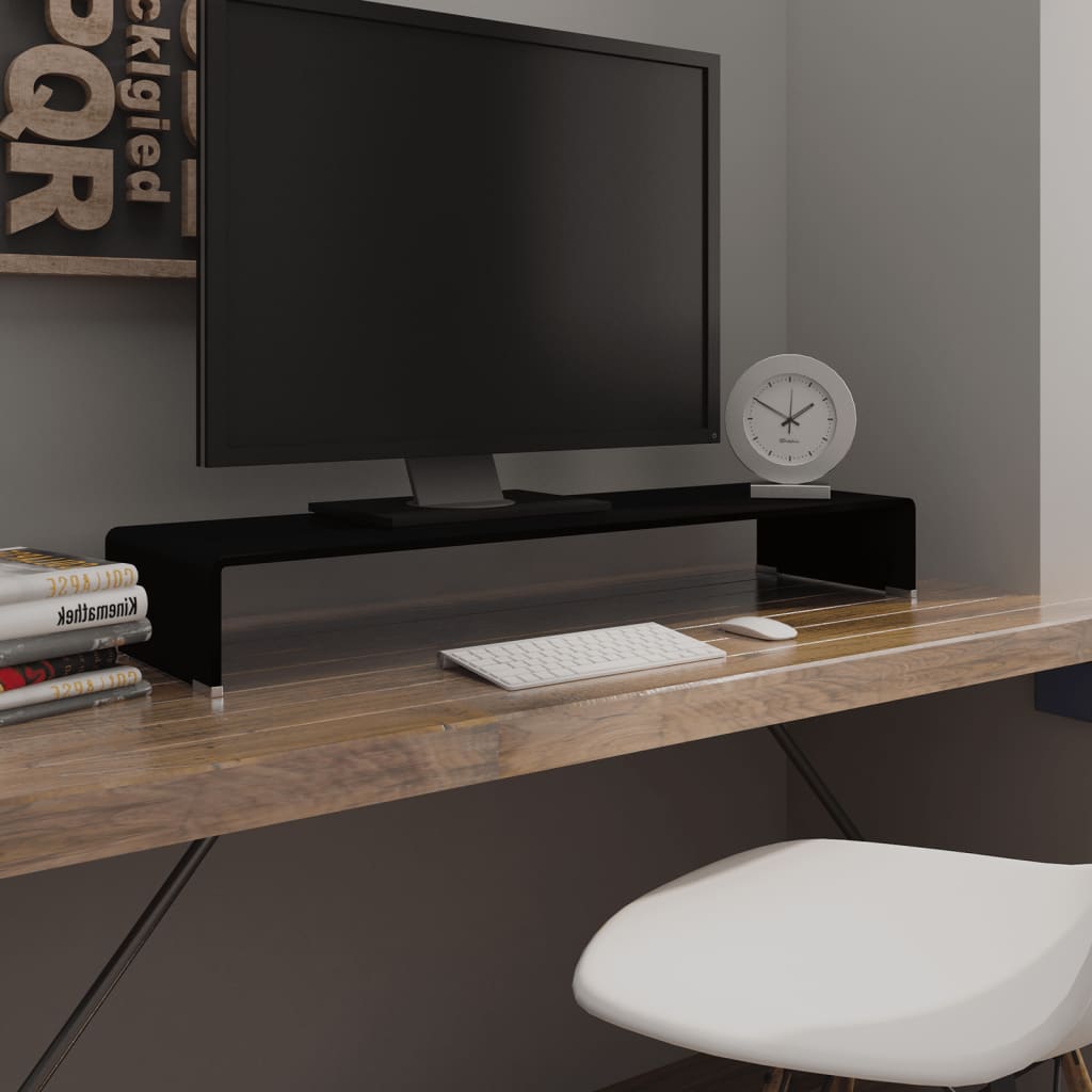 TV-taso/Näyttöteline Musta lasi 100x30x13 cm - Sisustajankoti.fi