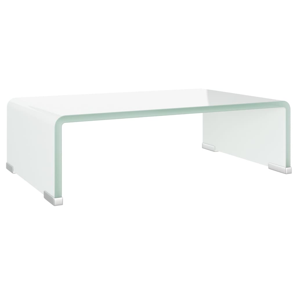 TV-taso/Näyttöteline Valkoinen lasi 40x25x11 cm - Sisustajankoti.fi