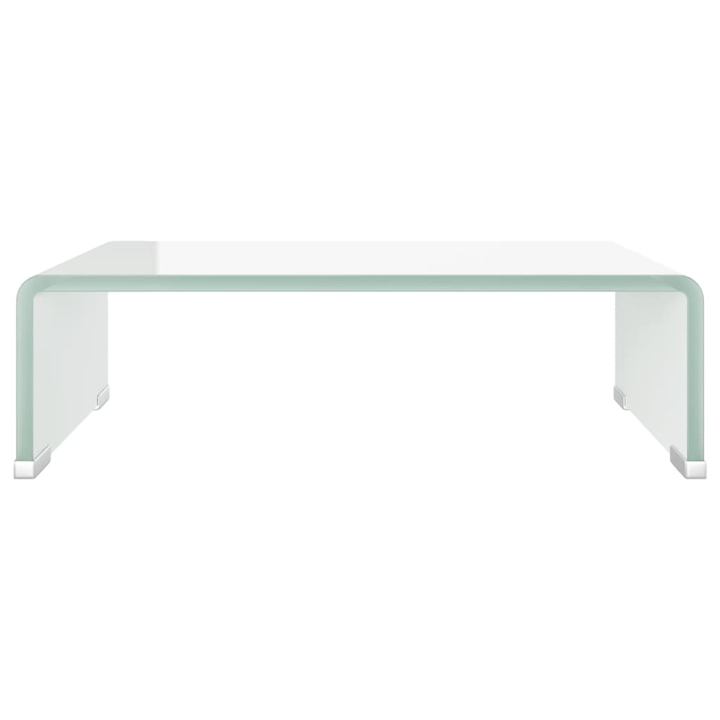 TV-taso/Näyttöteline Valkoinen lasi 40x25x11 cm - Sisustajankoti.fi