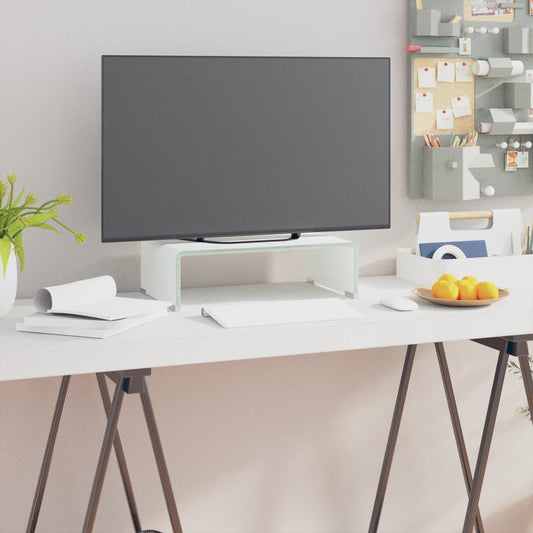 TV-taso/Näyttöteline Valkoinen lasi 40x25x11 cm - Sisustajankoti.fi