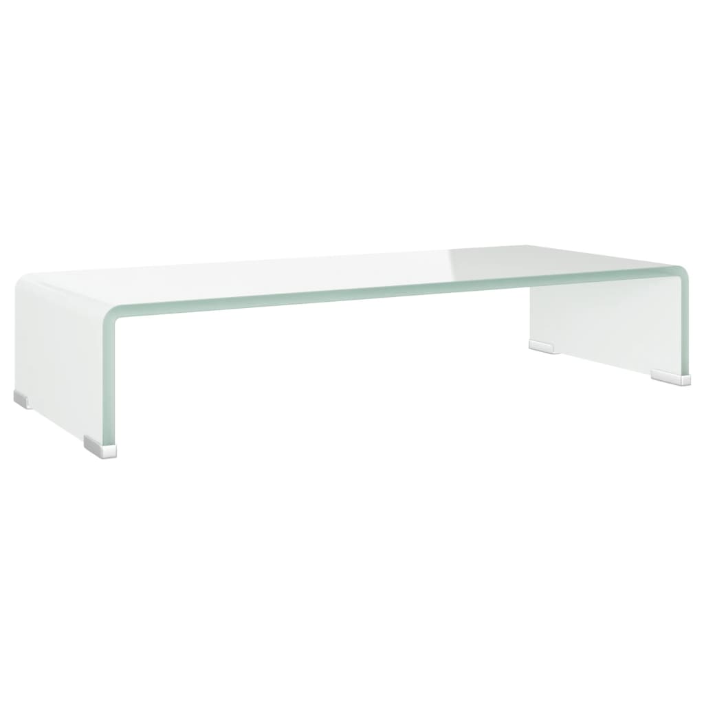 TV-taso/Näyttöteline Valkoinen Lasi 60x25x11 cm - Sisustajankoti.fi