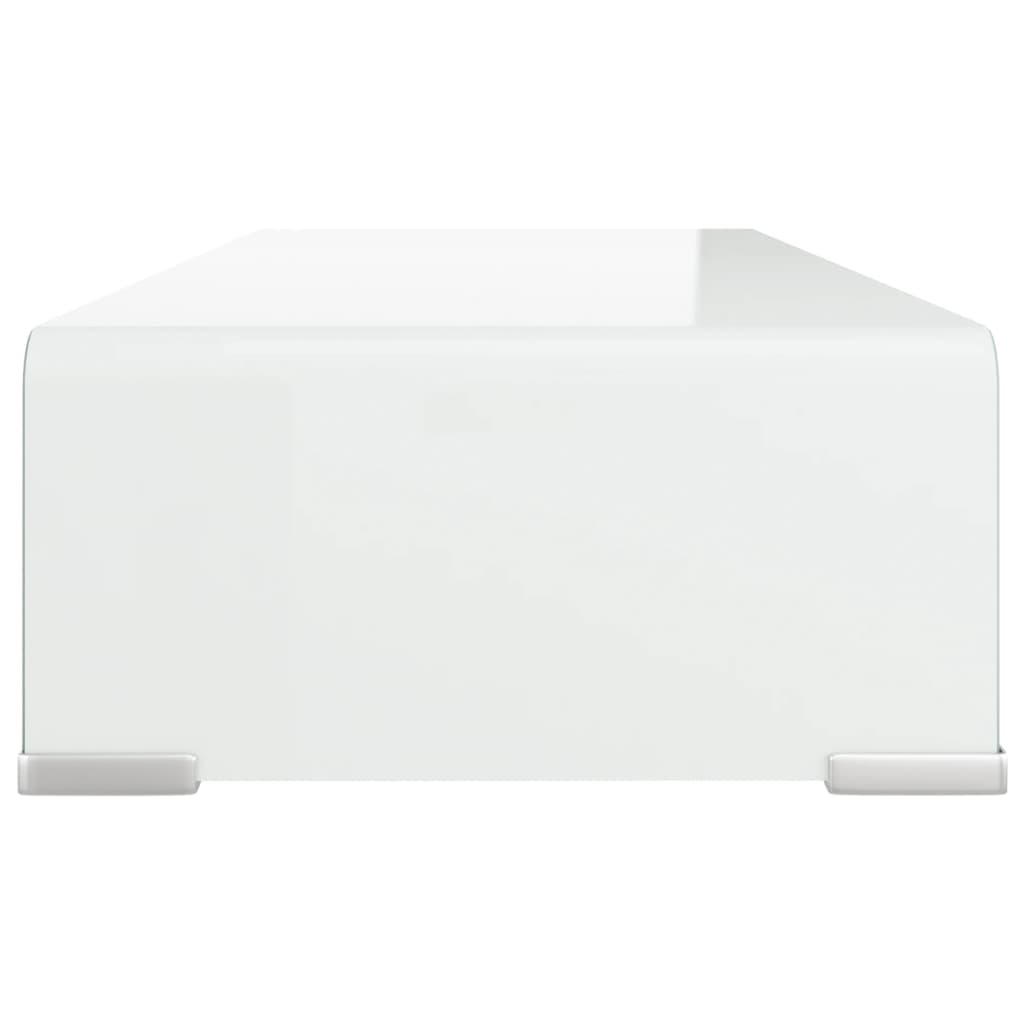TV-taso/Näyttöteline Valkoinen Lasi 60x25x11 cm - Sisustajankoti.fi