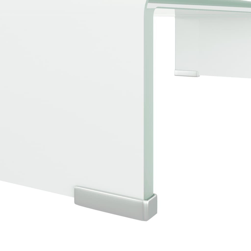 TV-taso/Näyttöteline Valkoinen Lasi 60x25x11 cm - Sisustajankoti.fi