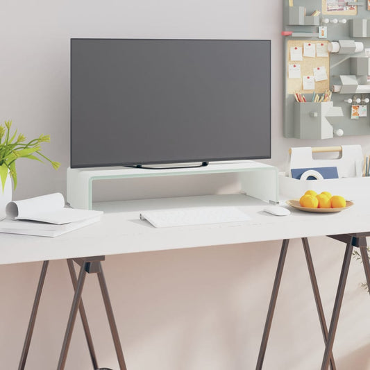 TV-taso/Näyttöteline Valkoinen Lasi 60x25x11 cm - Sisustajankoti.fi