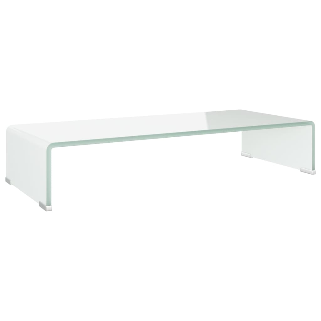 TV-taso/Näyttöteline Valkoinen lasi 70x30x13 cm - Sisustajankoti.fi