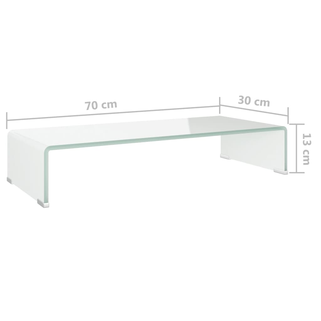 TV-taso/Näyttöteline Valkoinen lasi 70x30x13 cm - Sisustajankoti.fi
