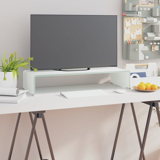 TV-taso/Näyttöteline Valkoinen lasi 70x30x13 cm - Sisustajankoti.fi