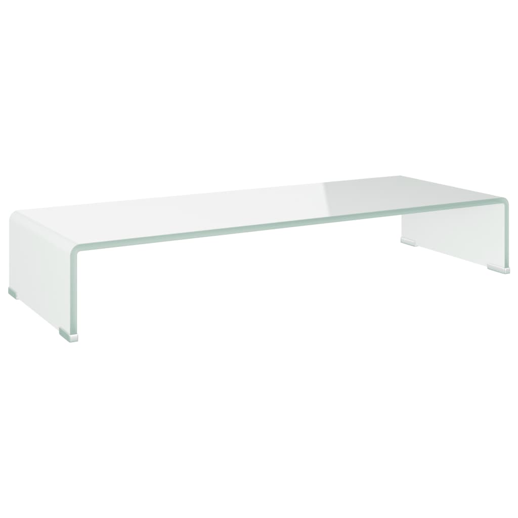 TV-taso/Näyttöteline Valkoinen lasi 80x30x13 cm - Sisustajankoti.fi
