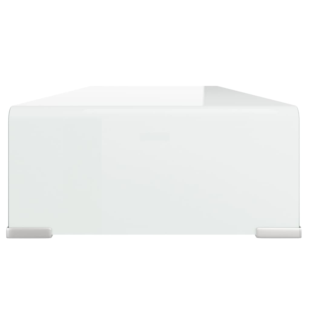 TV-taso/Näyttöteline Valkoinen lasi 80x30x13 cm - Sisustajankoti.fi
