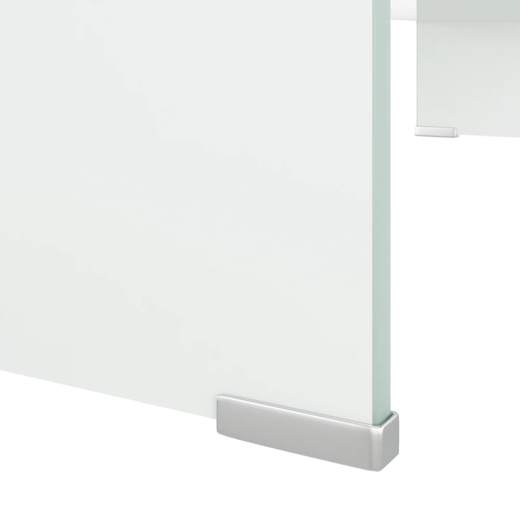 TV-taso/Näyttöteline Valkoinen lasi 80x30x13 cm - Sisustajankoti.fi