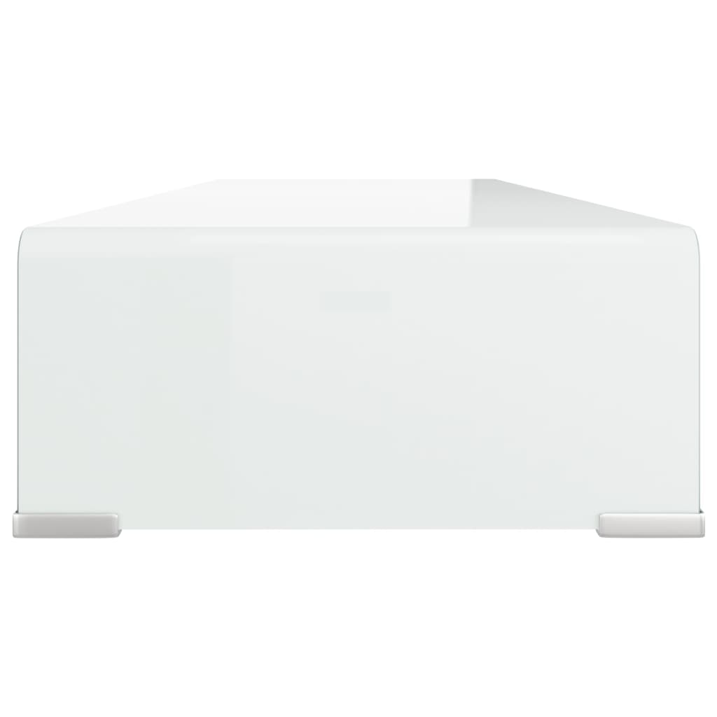 TV-taso/Näyttöteline Valkoinen lasi 90x30x13 cm - Sisustajankoti.fi