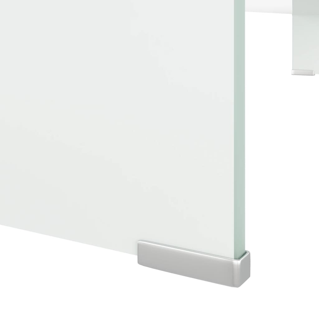 TV-taso/Näyttöteline Valkoinen lasi 100x30x13 cm - Sisustajankoti.fi