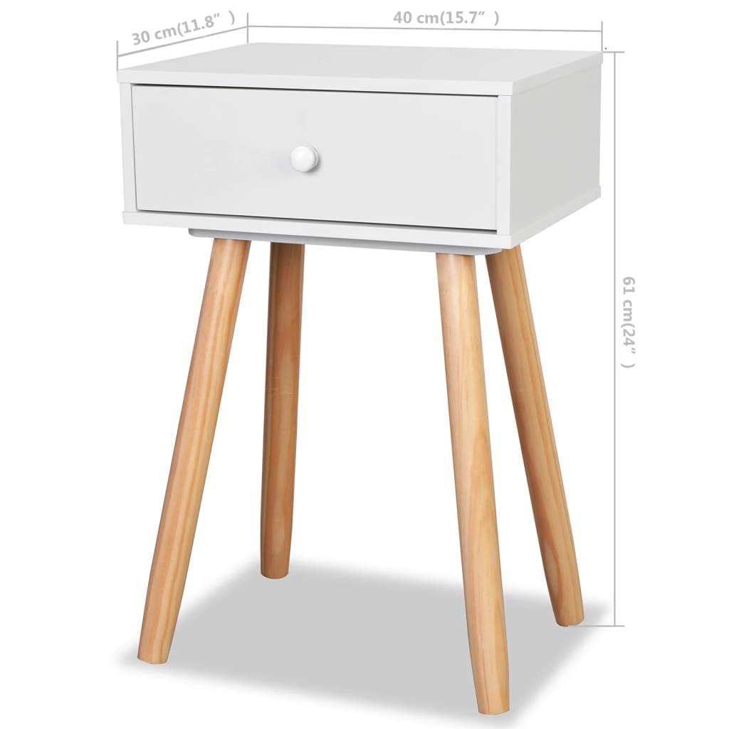 Yöpöydät 2 kpl mänty 40x30x61 cm Valkoinen - Sisustajankoti.fi