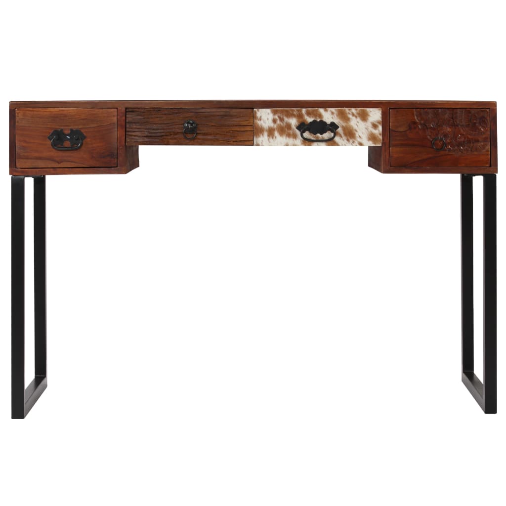 Kirjoituspöytä kiinteä seesampuu ja aito nahka 117x50x76 cm - Sisustajankoti.fi