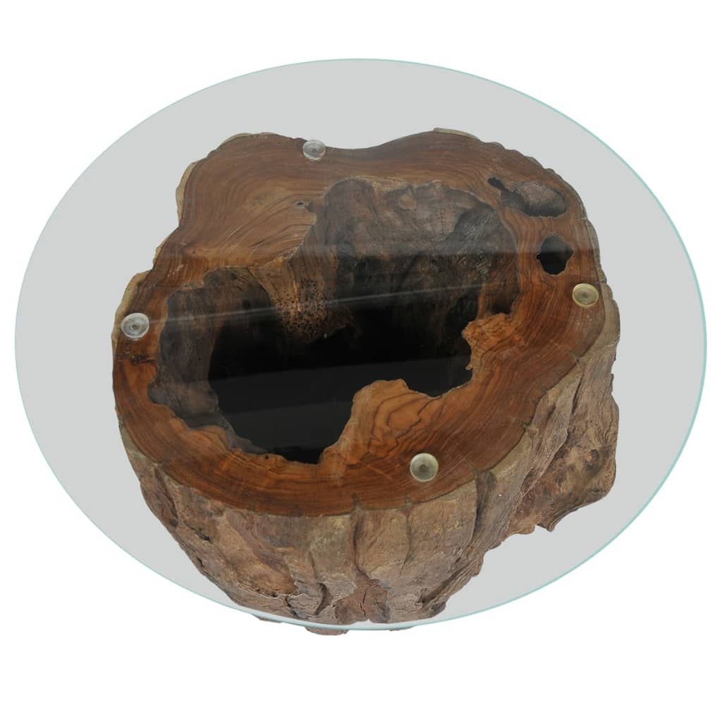 Sohvapöytä tiikki lasi 50x40 cm - Sisustajankoti.fi