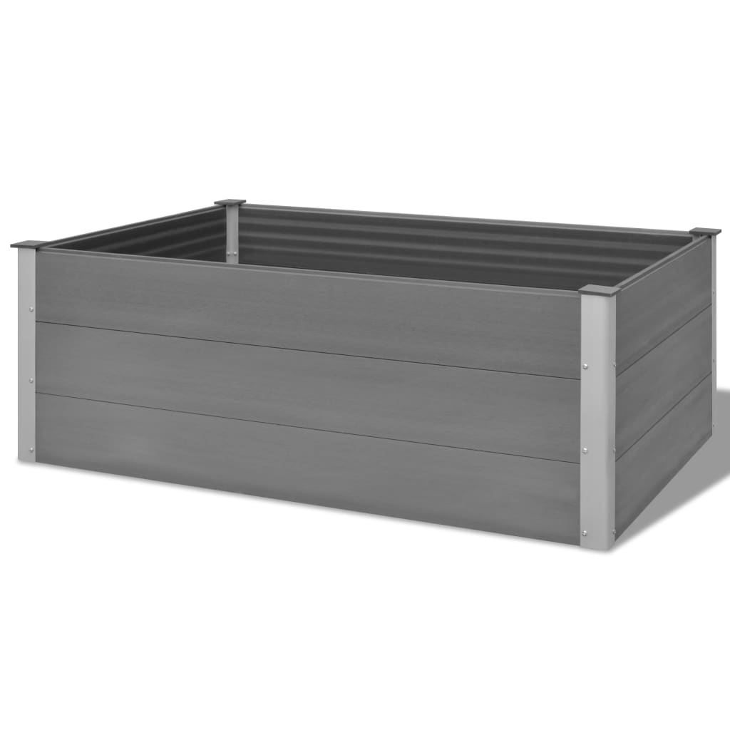 Puutarhan korotettu kukkalaatikko WPC 150x100x54 cm harmaa - Sisustajankoti.fi