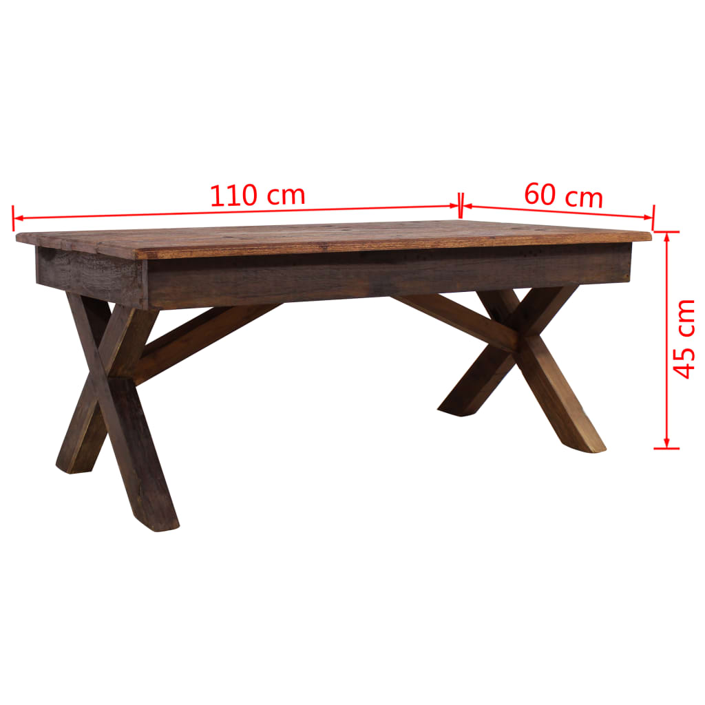 Sohvapöytä kiinteä kierrätetty puu 110x60x45 cm - Sisustajankoti.fi