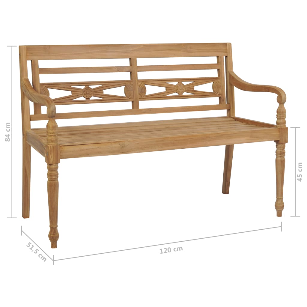 Batavia-penkki 120 cm tiikki - Sisustajankoti.fi