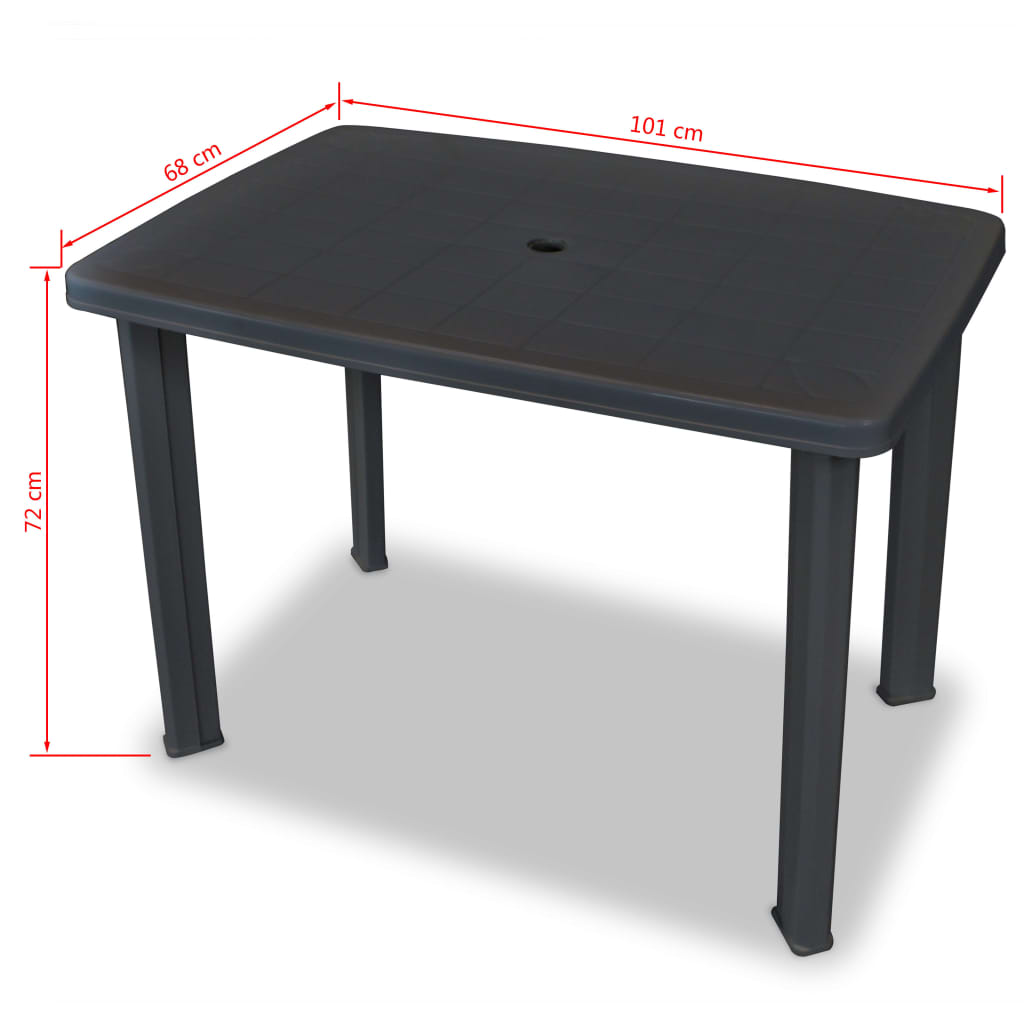 Puutarhapöytä antrasiitti 101x68x72 cm muovi - Sisustajankoti.fi