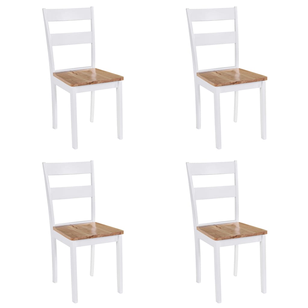 Ruokapöydän tuolit 4 kpl valkoinen täysi kumipuu - Sisustajankoti.fi