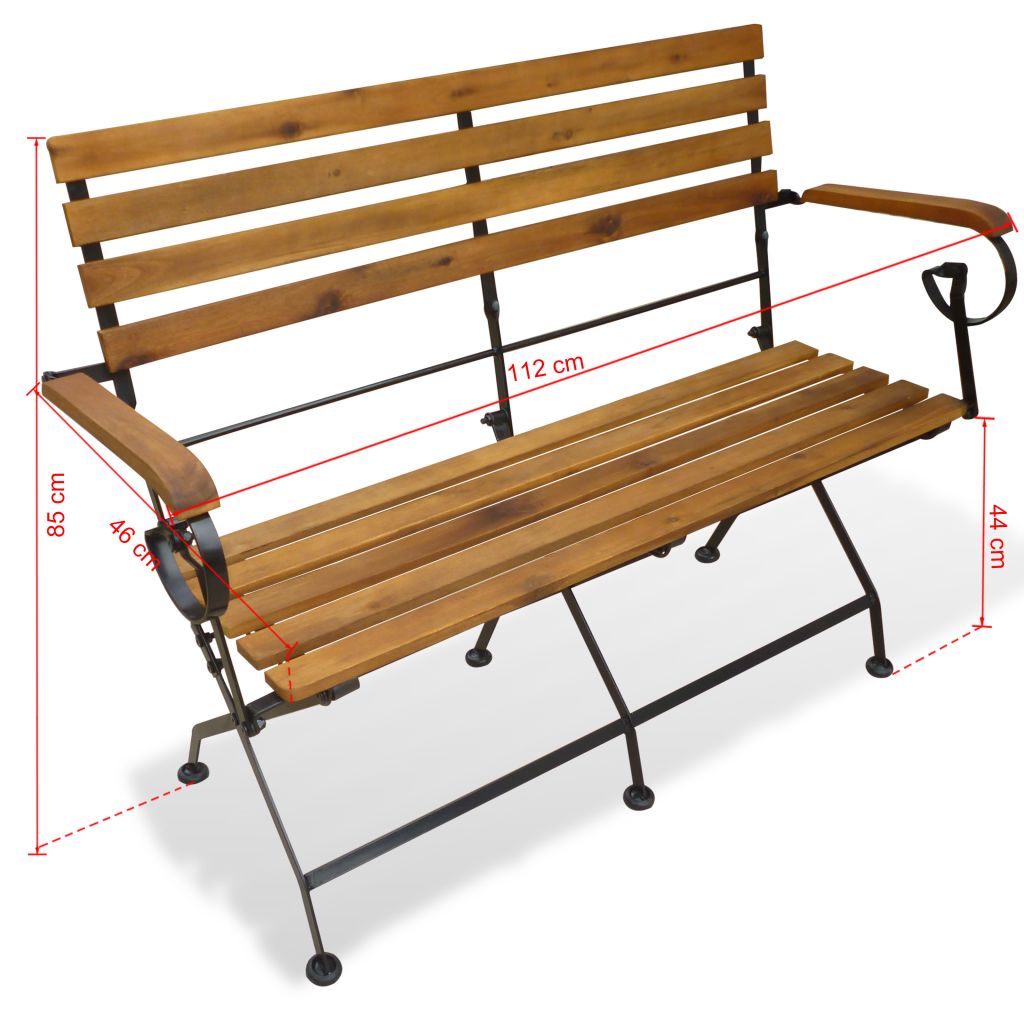 Kokoontaitettava puutarhapenkki 112 cm akaasiapuu - Sisustajankoti.fi