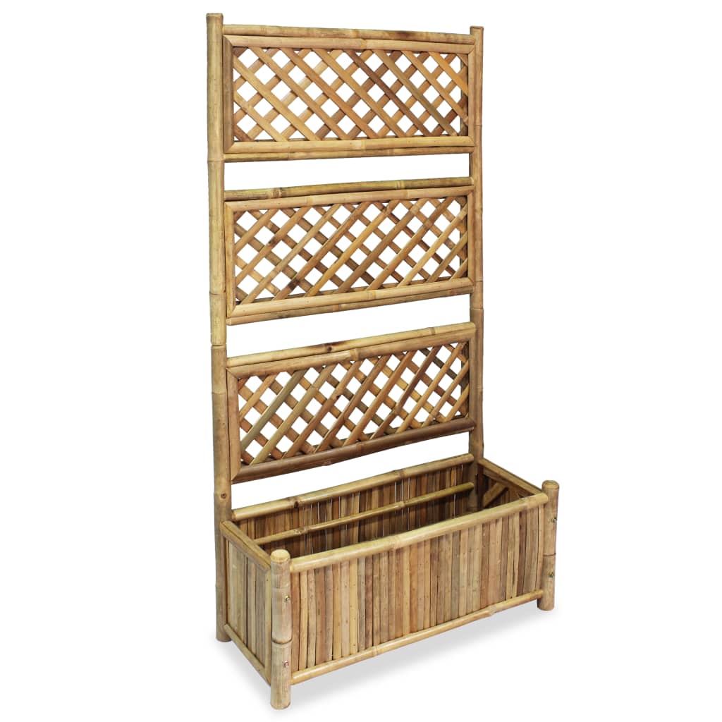 Korotettu kukkalaatikko säleiköllä bambu 70 cm - Sisustajankoti.fi