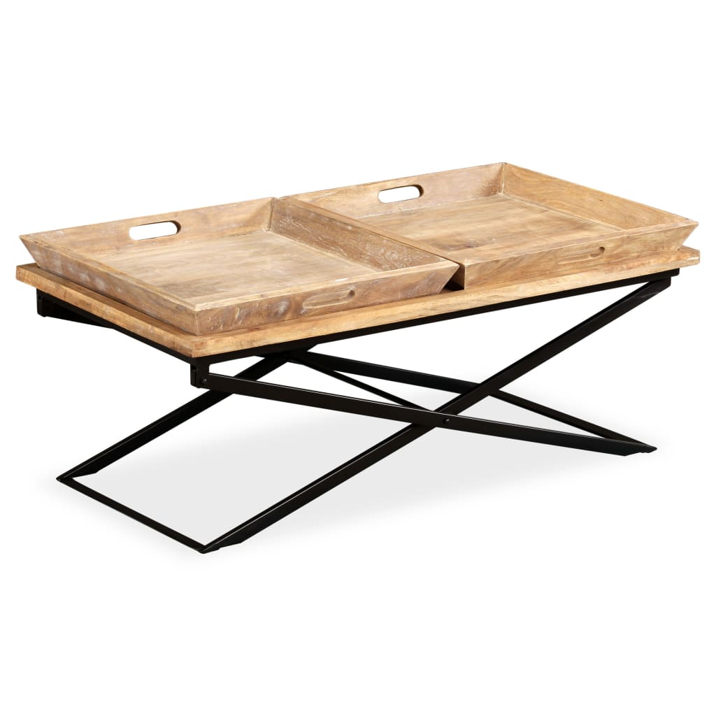 Sohvapöytä kiinteä mangopuu 110x55x42 cm - Sisustajankoti.fi