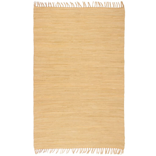 Käsin kudottu Chindi-matto puuvilla 200x290 cm beige - Sisustajankoti.fi