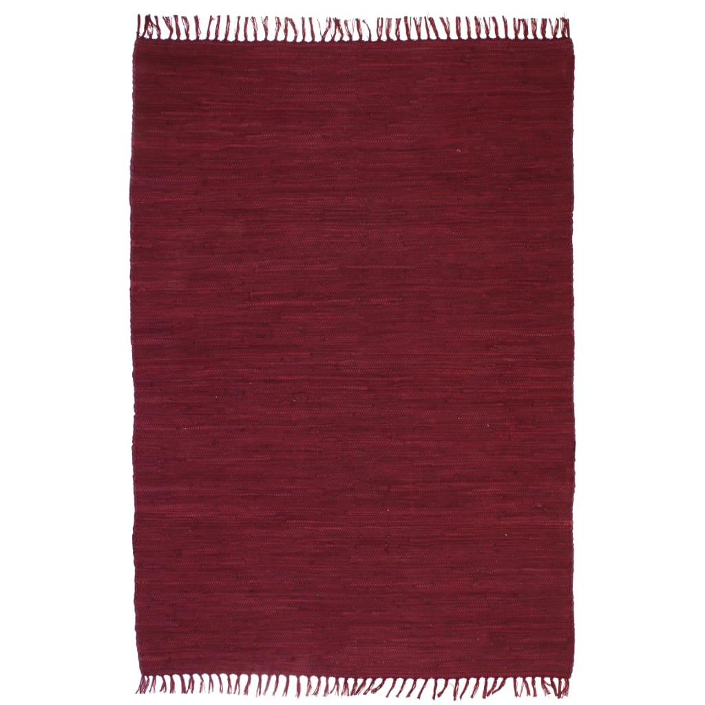 Käsin kudottu Chindi-matto puuvilla 120x170 cm burgundi - Sisustajankoti.fi