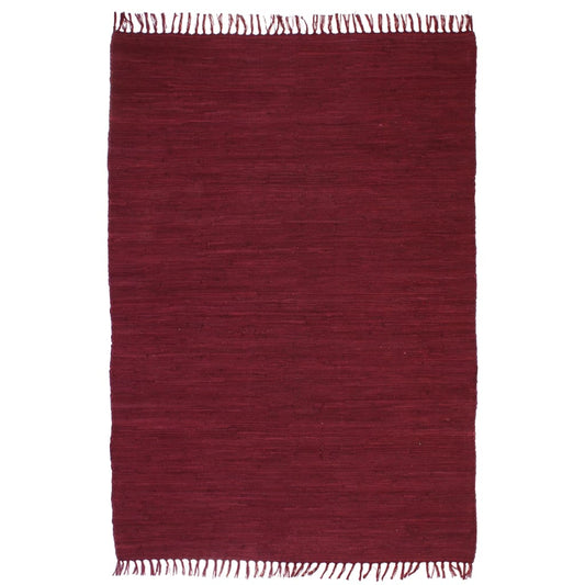 Käsin kudottu Chindi-matto puuvilla 120x170 cm burgundi - Sisustajankoti.fi