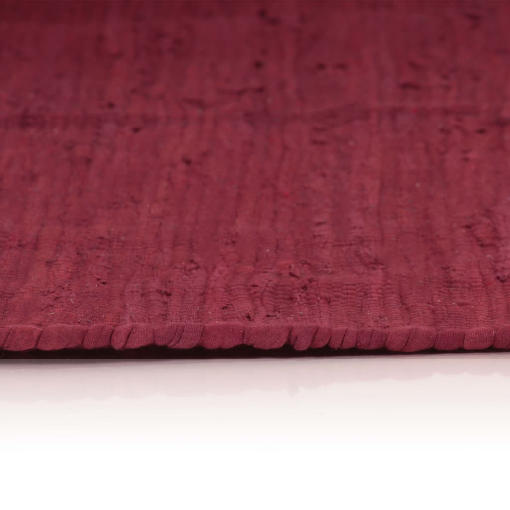 Käsin kudottu Chindi-matto puuvilla 120x170 cm burgundi - Sisustajankoti.fi