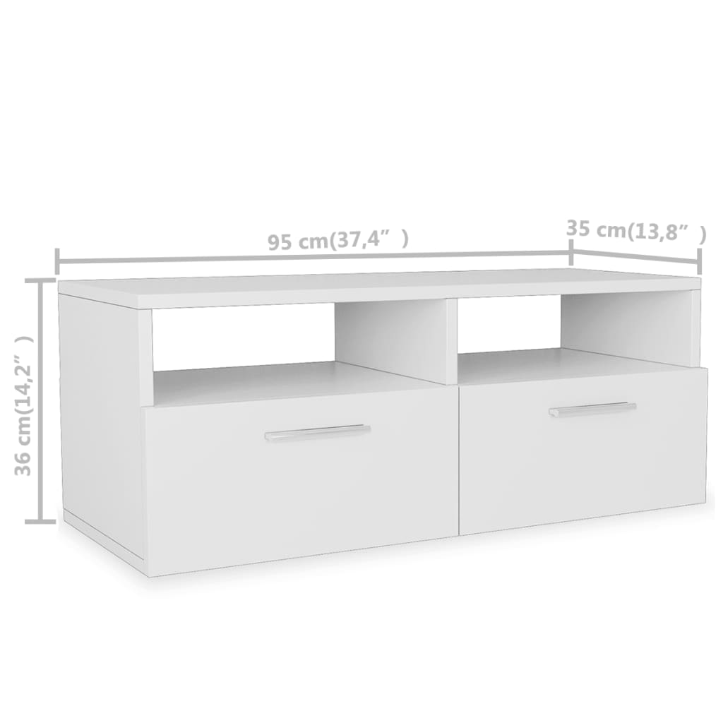 TV-taso 95x35x36 cm Valkoinen - Sisustajankoti.fi