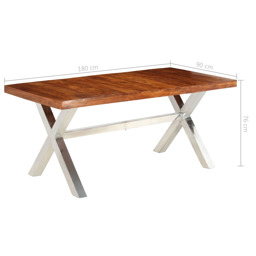 Ruokapöytä kiinteä puu seesamviimeistelyllä 180x90x76 cm - Sisustajankoti.fi