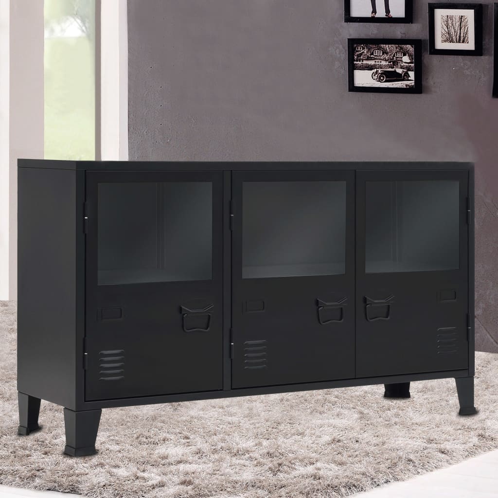 Senkki teollinen tyyli metalli 120x35x70 cm musta - Sisustajankoti.fi